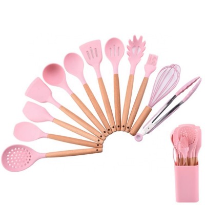 Wood Handle Silicone Utensils Set 13pcs For Kitchen Cooking SW-CT24