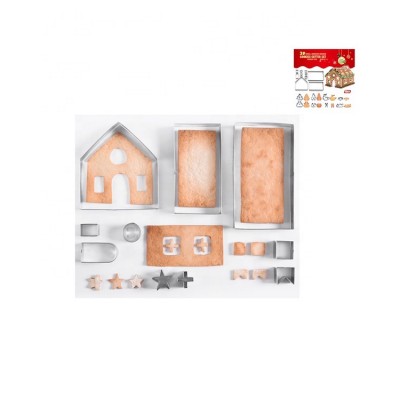 3D House and Christmas Scenario Cookie Cutter Set Of 18pcs SW-BS160C