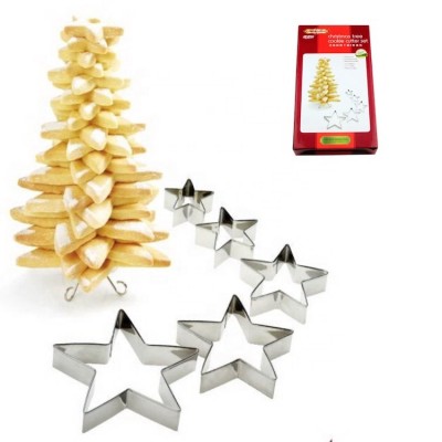 3D Christmas Tree Cookie Decorating Mold Set 9pcs SW-BS160D